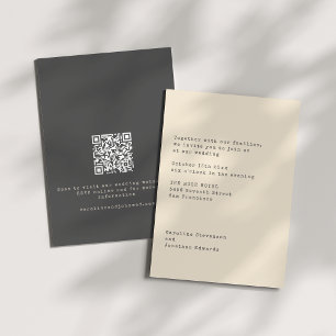 Convite Código QR de Casamento de Máquina de Escrever Crem