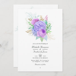 Convite Código QR de Casamento de Mola Floral Rsvp