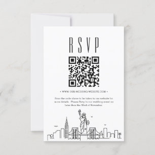 Convite Código QR de Casamento de Nova Iorque RSVP