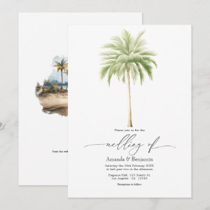 Convite Código QR de Casamento de Praia Chic Costeira