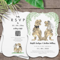 Código QR de Casamento de Tema do Dinossauro