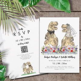 Convite Código QR de Casamento de Tema do Dinossauro