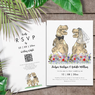 Convite Código QR de Casamento de Tema do Dinossauro