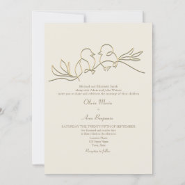 Convite Código QR de Casamento Dourado Romântico