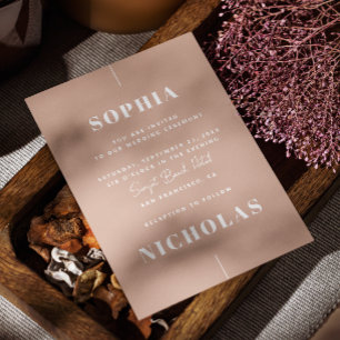 Convite Código QR de casamento Elegante rosa pálido e mini