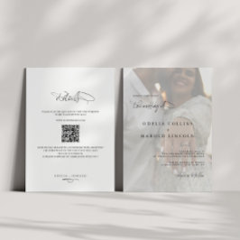Convite Código QR de casamento em foto preto e branco mini