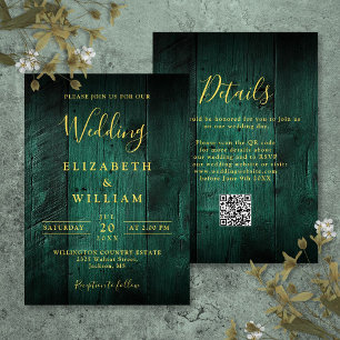 Convite Código QR de Casamento em Madeira de Celeiro Rústi