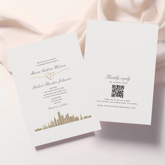 Convite Código QR de Casamento em Nova York (Criador carregado)
