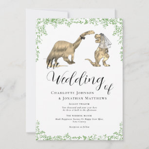 Convite Código QR de casamento engraçado de dinossauro