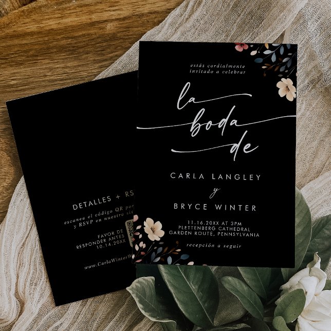 Convite Código QR de casamento espanhol boho selvagem capr (Criador carregado)