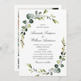 Convite Código QR de Casamento Eucalyptus de Aquarela Eleg
