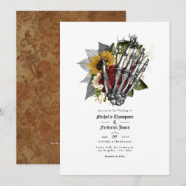 Convite Código QR de Casamento Floral Gótico Rústico de Ou