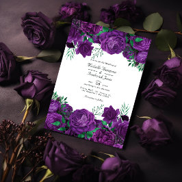 Convite Código QR de Casamento Floral Puro e Verde Rsvp
