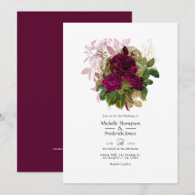 Código QR de Casamento Floral Shabby Blush Burgund