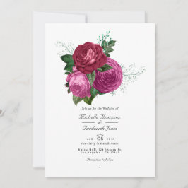 Convite Código QR de Casamento Floral Viva Magenta RSVP