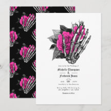 Código QR de Casamento Gótico Floral Rosa Quente