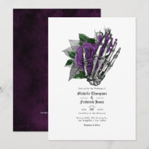 Código QR de Casamento Gótico Púrpura Floral