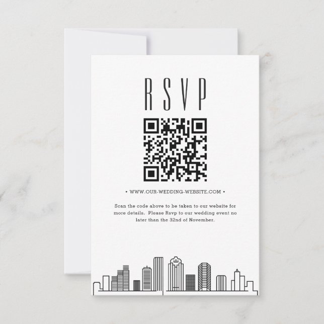 Convite Código QR de Casamento Houston RSVP (Frente)