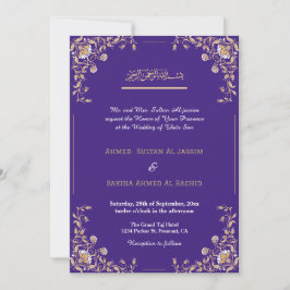 Convite Código QR de casamento islâmico muçulmano roxo ele