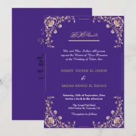 Convite Código QR de casamento islâmico muçulmano roxo ele