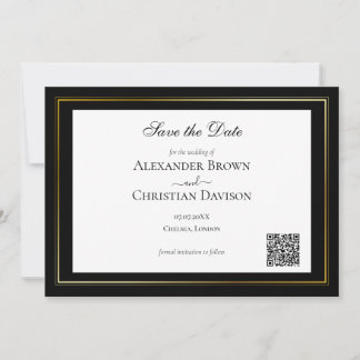Convite Código QR de Casamento Minimalista Simples