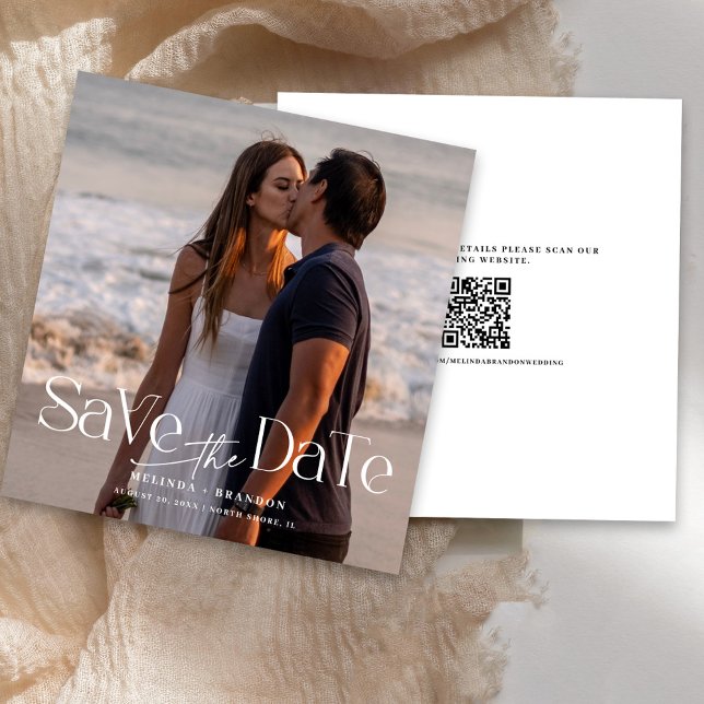 Convite Código QR de Casamento Moderno para Salvar a Data (Criador carregado)