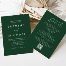 Código QR de Casamento Moderno Script Verde Tudo E