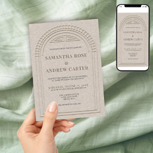 Convite Código QR de Casamento Neo Deco Minimalista com Ef