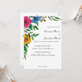 Convite Código QR de casamento primavera verão Flor Brilha