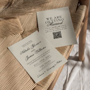 Convite Código QR de Casamento Retro Caprichoso de Dinheir