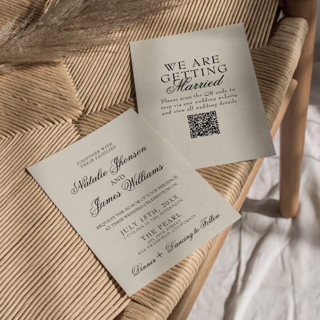 Convite Código QR de Casamento Retro Caprichoso de Dinheir (Criador carregado)