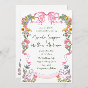 Convite Código QR de Casamento Retroativo Desenhado à Mão