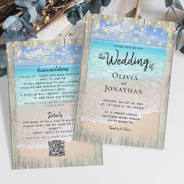 Convite Código QR de Casamento Rustic Ocean Beach, tudo em