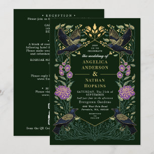 Convite Código QR de Casamento Snapdragon Corvo Gótico Enc
