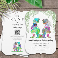 Código QR de Casamento Temático de Dinossauros