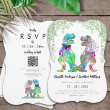 Código QR de Casamento Temático de Dinossauros