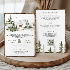 Convite Código QR de Casamento Tudo em Um Floresta da Mont