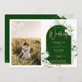 Convite Código QR de Casamento Verde de Rosas Brancas Tota