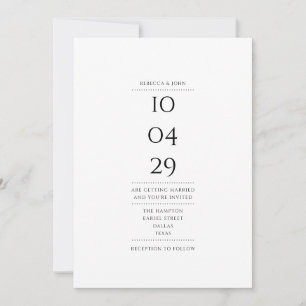 Convite Código QR de Data de Casamento Preto e Branco Mini