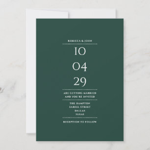 Convite Código QR de Data de Casamento Verde Esmeralda Min