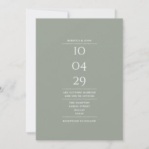 Convite Código QR de Data de Casamento Verde Sage Minimali