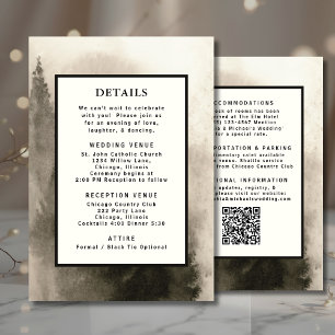 Convite Código QR de Detalhe de Casamento de Cor de Água N