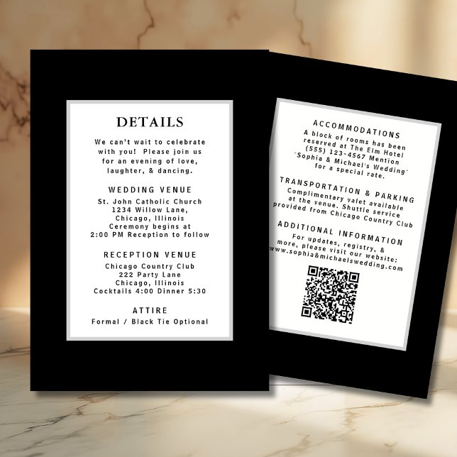 Convite Código QR de Detalhe de Casamento de Prata Branca  (Criador carregado)