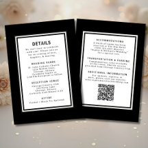 Código QR de Detalhes do Casamento Preto e Branco
