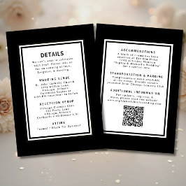 Convite Código QR de Detalhes do Casamento Preto e Branco
