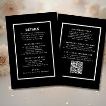 Código QR de Detalhes do Casamento Preto e Branco