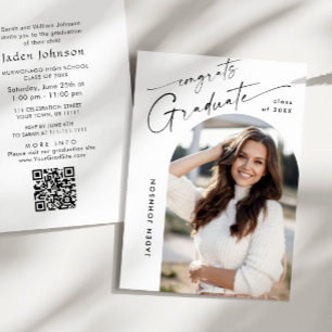 Convite Código QR de Festa de formatura de FOTO Minimalist