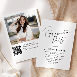 Convite Código QR de Festa de formatura de FOTO Minimalist