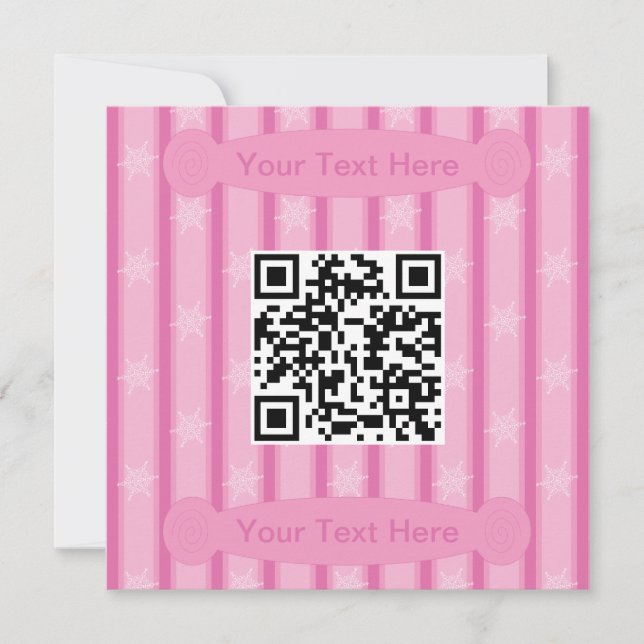 Convite Código QR de Floco de Neve Rosa Divertido e Chique (Frente)
