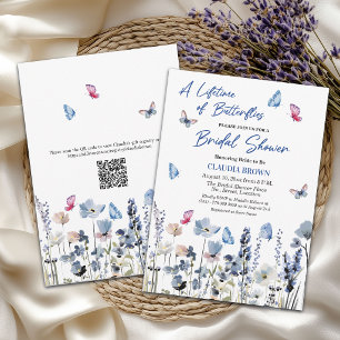 Convite Código QR de Flores Silvestres Bluebell para Chá d